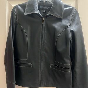 Kenneth Cole Reaction Black Genuine Leather Jacket Size S